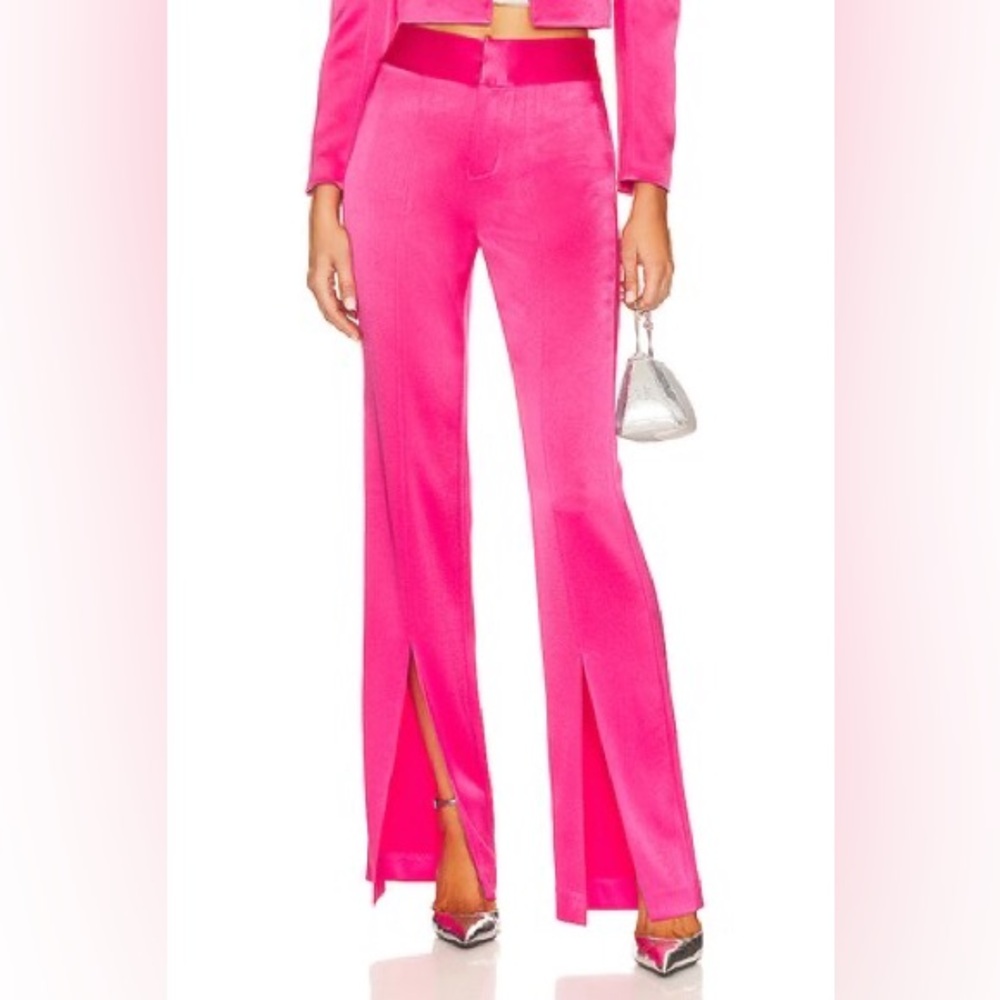 NWOT Alice and Olivia Jody High Waisted Front Slit Pant in Candy Size 4 $394